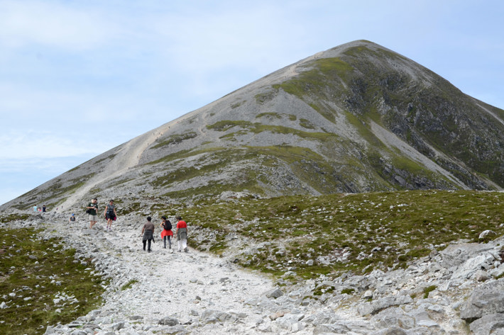 People hiking Croagh Patrick mountain in Ireland